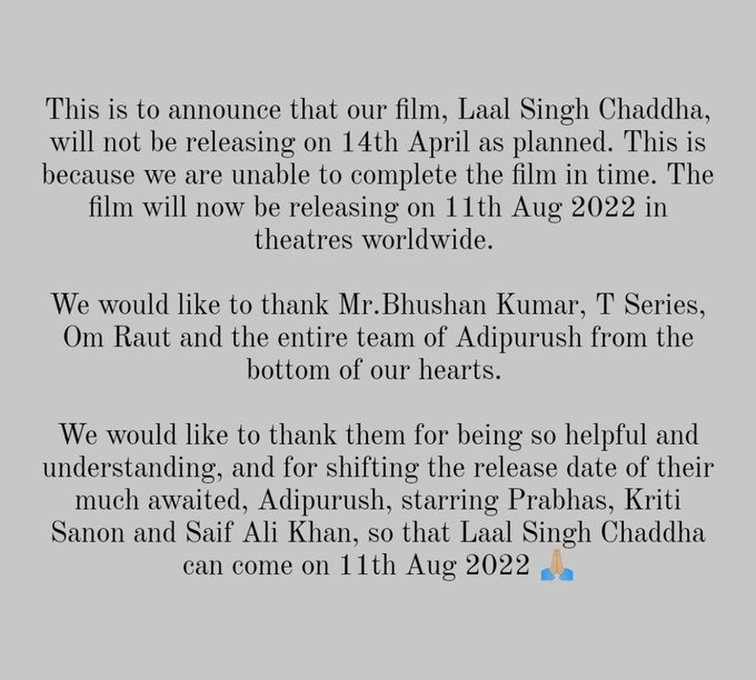 prabhas pan india film release date postponed due to amir kahan laal singh chaddha