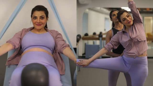 Actress Kajal Aggarwal Latest Aerobic Exercise with Baby bump