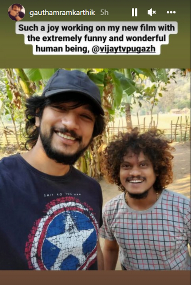 Actor gautham karthik talked about working with CWC pugazh