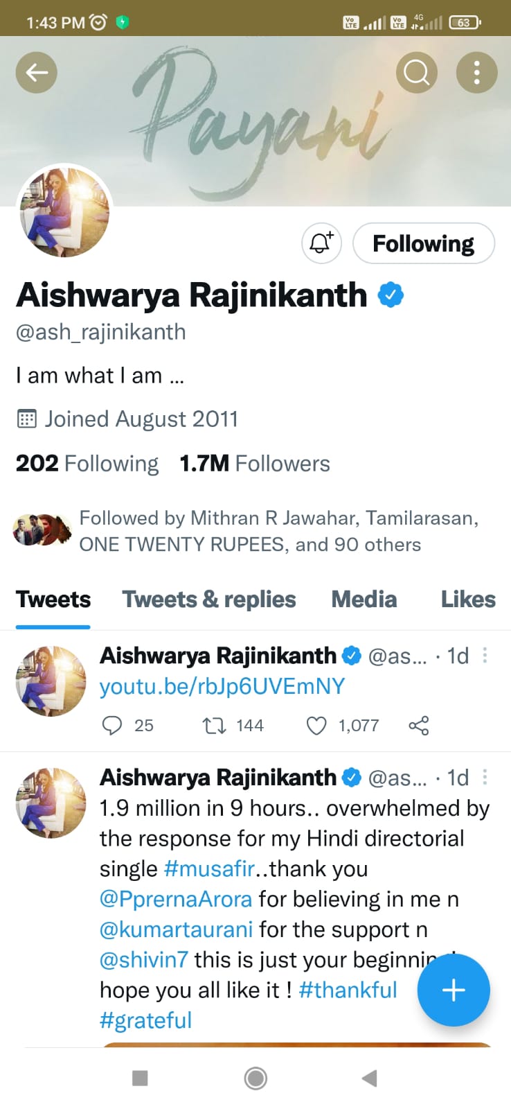 Aishwarya Rajinikanth remove Actor Dhanush name on Social media