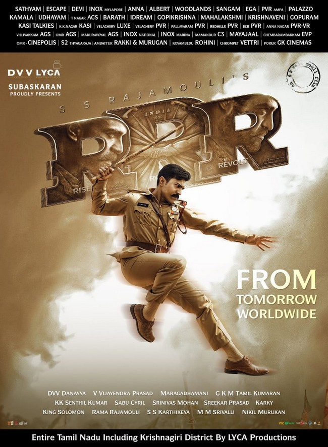 RRR movie releasing in 550 theaters in tamilnadu 