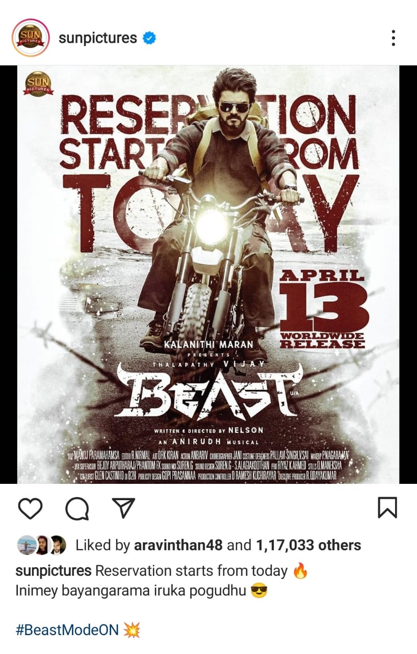 Beast Movie New Poster Released regarding Ticket Reservation