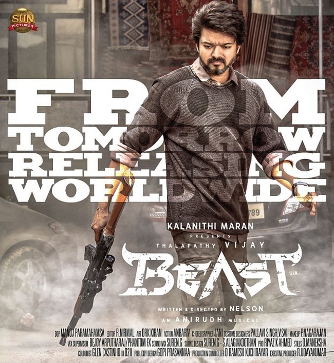 Sun Pictures released Beast movie latest stylish poster