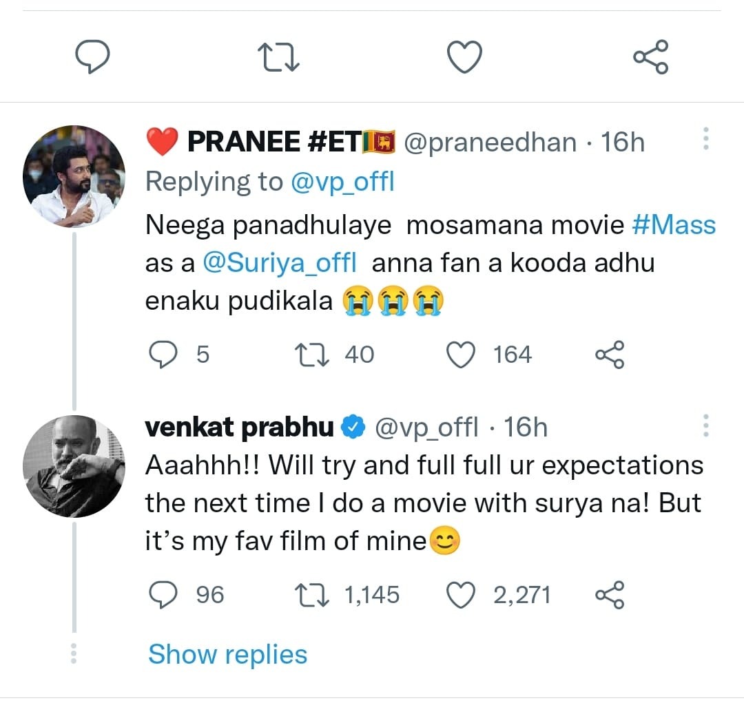 Venkat Prabhu Viral Tweet about Suriya Massu Engira Masilamani Movie