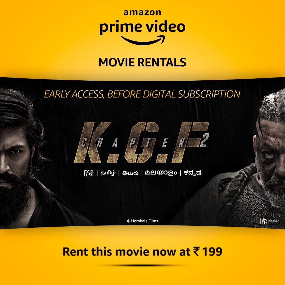 Yash blockbuster KGF 2 available to rent on Prime Video Store