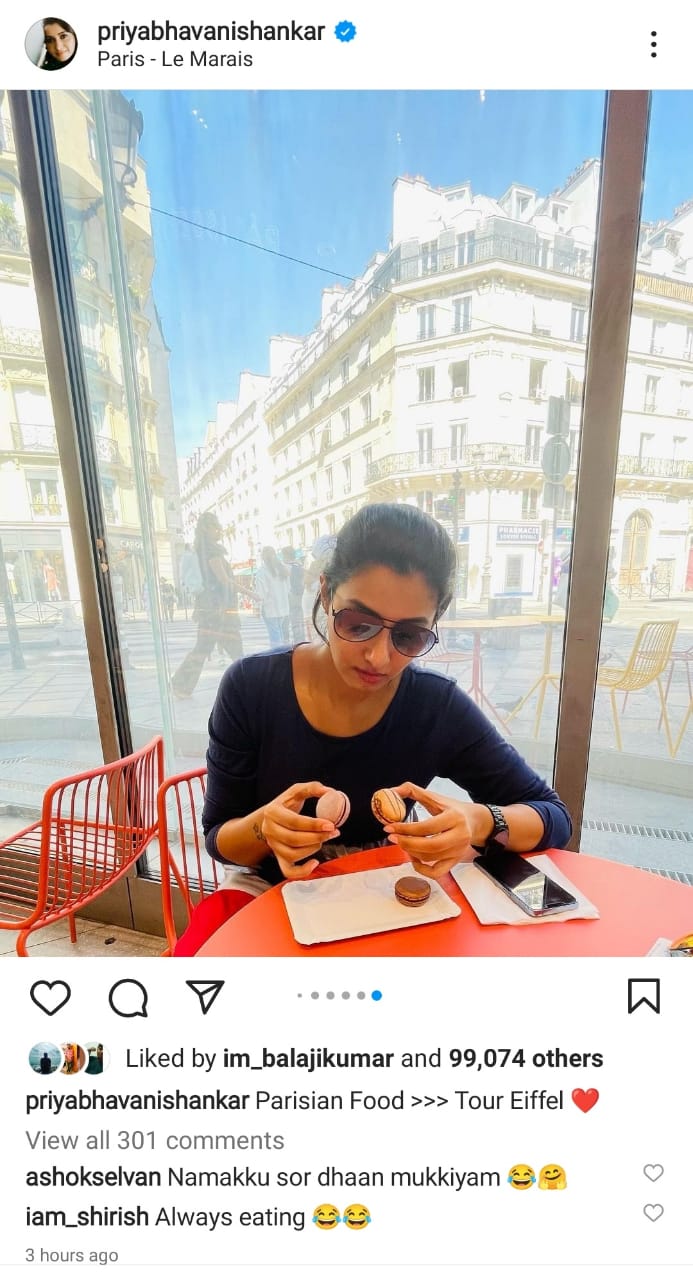 Ashok Selvan comment about Priya Bhavani Shankar France Paris Tour