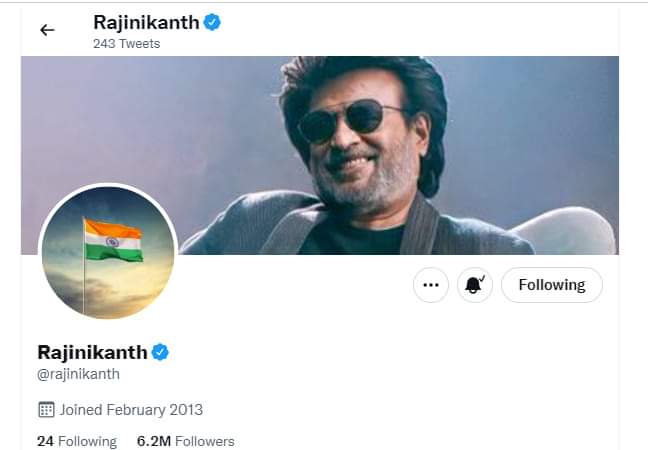 Rajinikanth Changed Display Picture in Twitter 75th Independence day