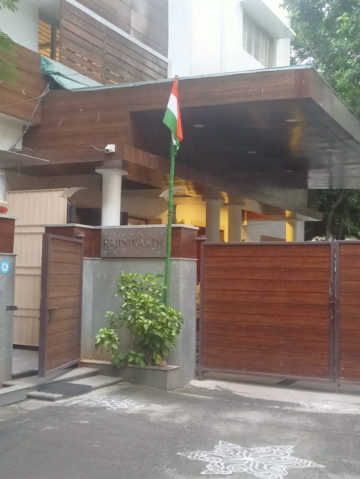 Super Star Rajinikanth Poes Garden House Indian national flag