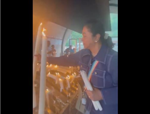 Radhika prays for Bharathiraja in France Lourdes church