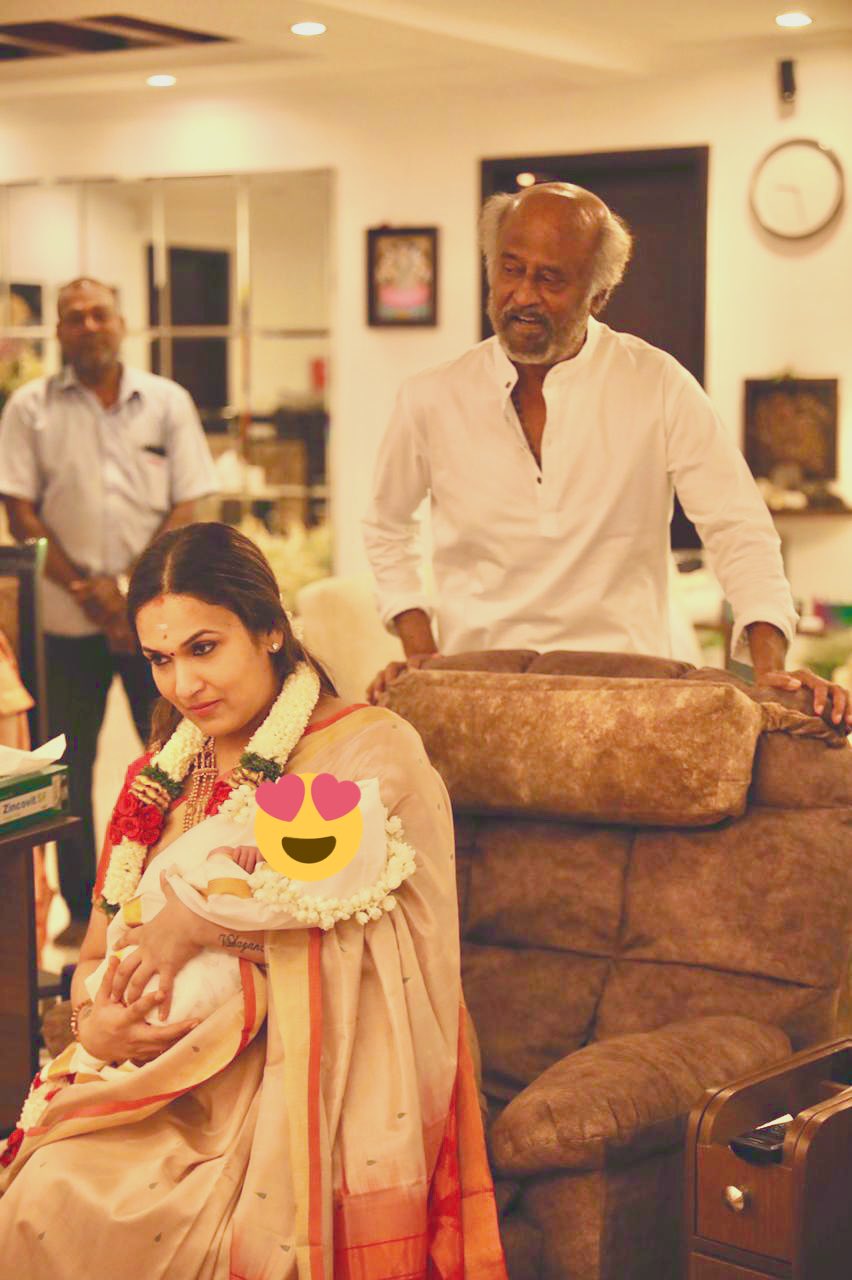 soundarya rajinikanth latest pic with her baby and rajinikanth