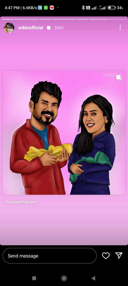 Vignesh Shivan Shared Paintings of Nayanthara with Twin Babies 
