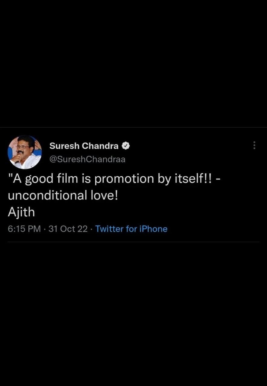 Suresh Chandraa Shared Ajith Kumar Statement on Twitter