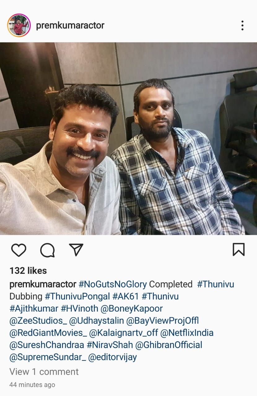  Actor Premkumar Completed His Dubbing for Thunivu