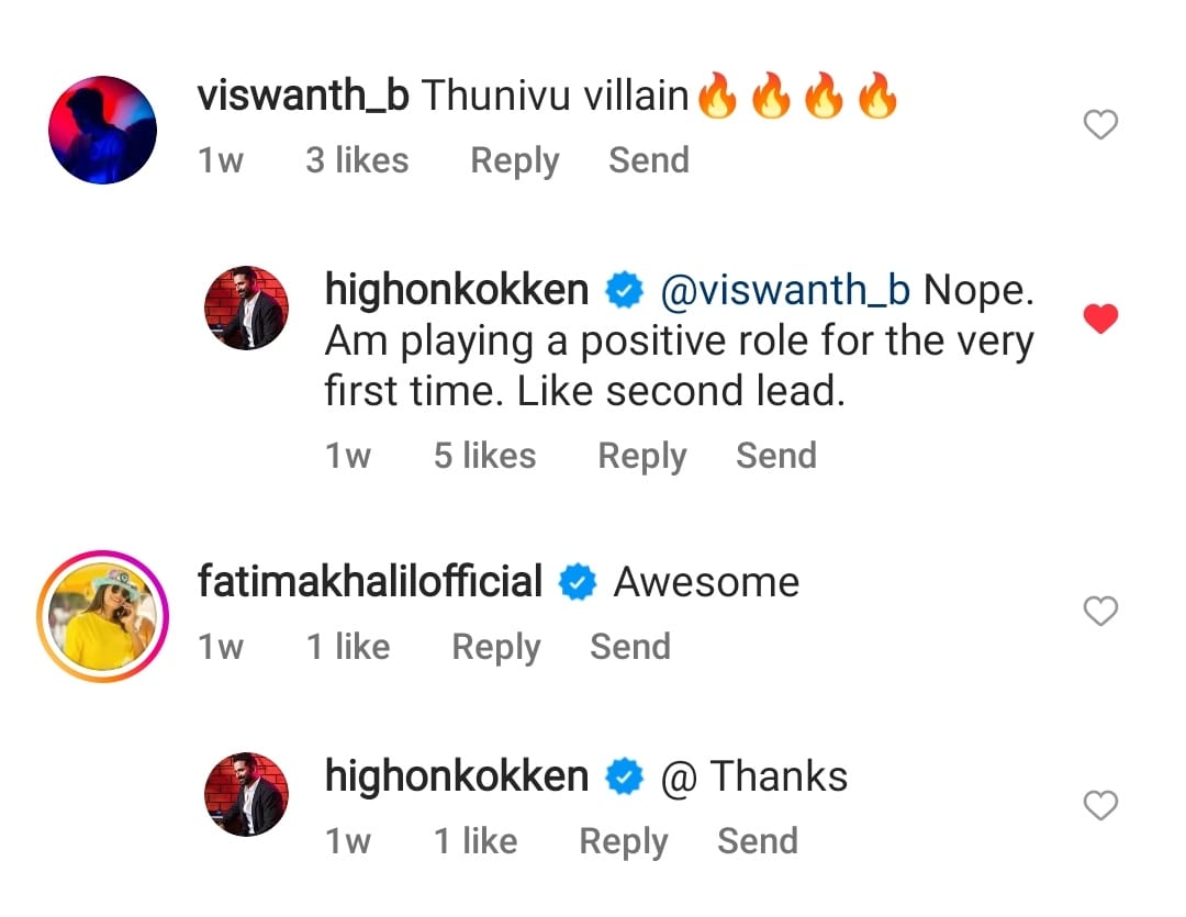 John Kokken Reply regarding Thunivu Villain Role