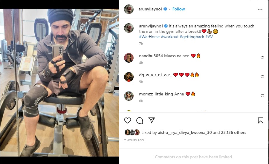 Arun Vijay Recovering from Injury LATEST Instagram Post 