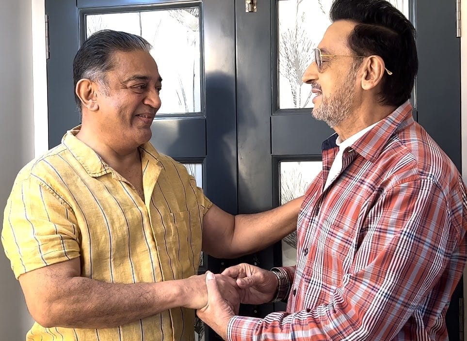 Kamal Haasan with Gulshan Grover in Indian 2 Shooting