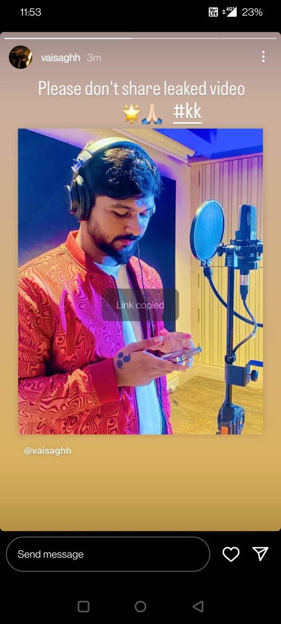 Vaisagh Instagram Story about Thunivu Leaked Songs