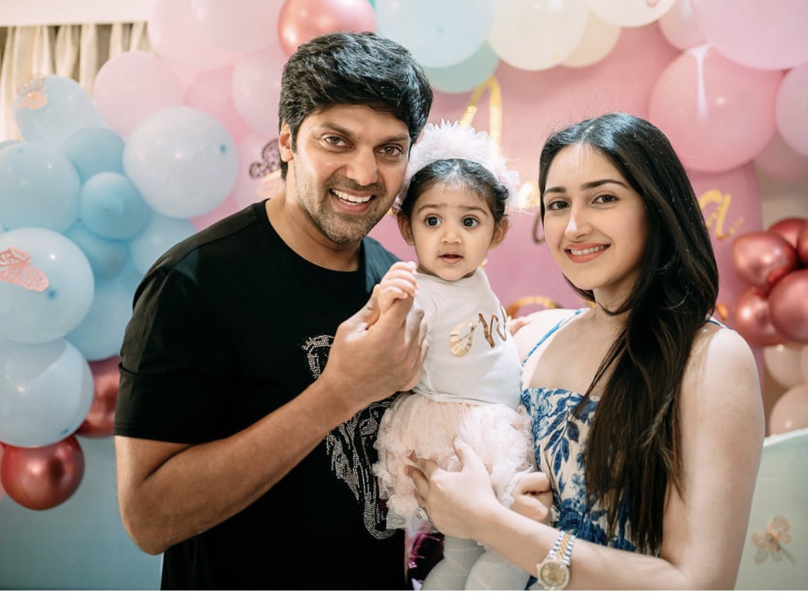 Sayyeshaa introduce their baby girl on husband arya birthday