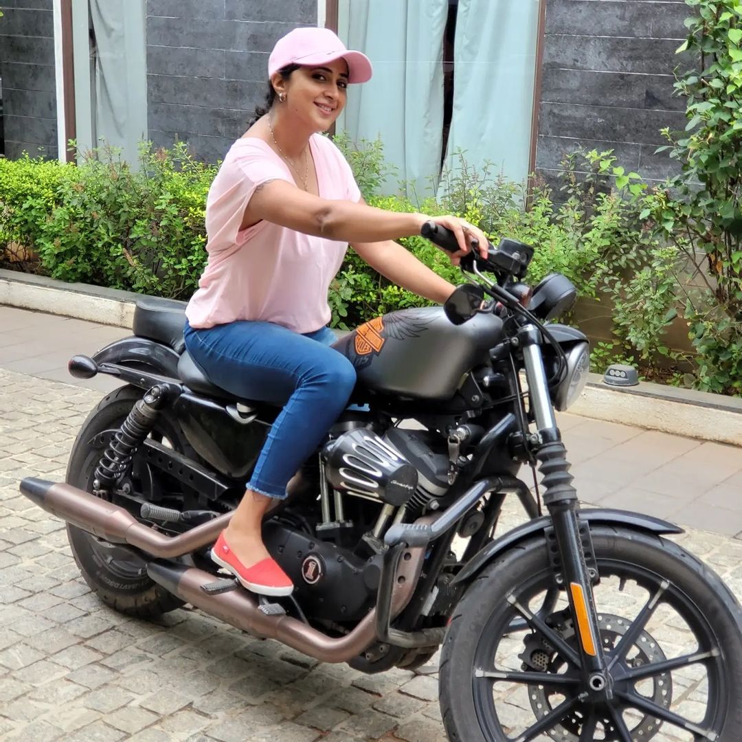 Actress Kaniha Instagram Post about Her Harley Davidson Bike