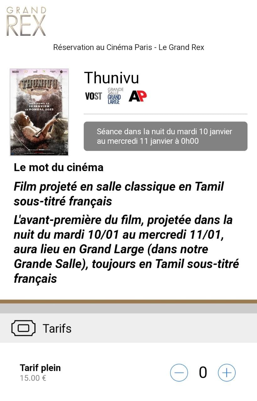 AjithKumar Thunivu Movie Releasing at Le Grand Rex Theatre Paris