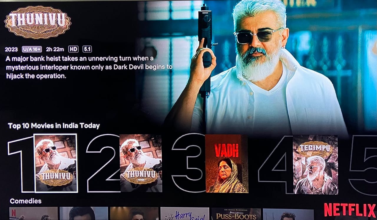 Thunivu Currency note poster mentioned No.1 Netflix OTT