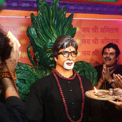 Amitabh Bachchan statue in a temple