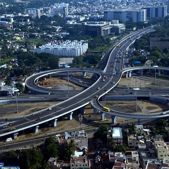 Kathipara flyover is the largest Clover leaf shaped flyover in Asia.