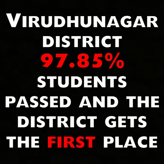 Virudhunagar district tops the list in over all pass percentage