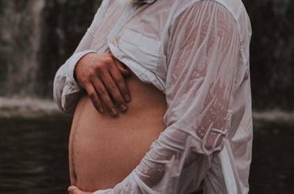 Husband in US expose his belly for a pregnancy shoot