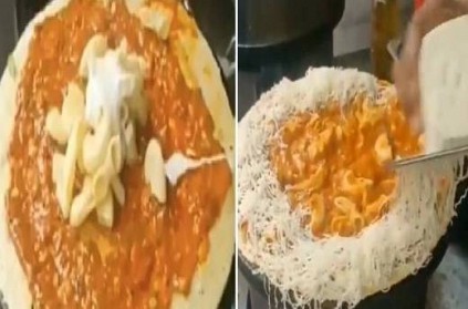 usion food Red sauce Pasta dosa becomes New viral Video