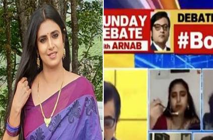 actress kasthuri eating lunch on republic tv live debate show