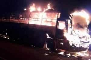Horrifying Pictures: 26 passengers were on board when bus caught fire