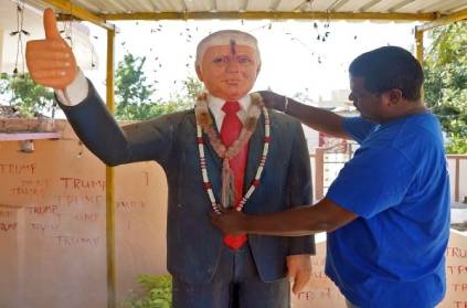 donald trump statue india by telengana man. Trump devotee