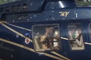 Groom hires helicopter to go to wedding