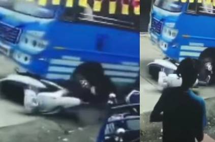 Kerala video of man stuck under bus tyre,viral, he is saved