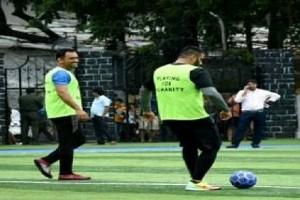Video Of Dhoni Playing Football With Famous Actor Goes Viral; Fans Happy!