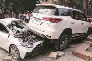 Video: Speeding Car Hits Divider, Flies In Air And Lands On Two Parked Cars 