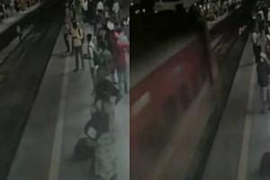 VIDEO: RPF Constable Escapes Death in Seconds After Saving Man from Speeding Train!