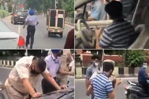 Video: Punjab Policeman Held on to his Dear Life as he was Dragged on to the Bonnet of a Car by Youth