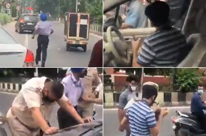 Video: Punjab Policeman dragged on to Car\'s Bonnet by Youth