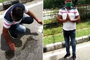 Video: Young Man made to Go 'Down to Earth' for Spitting on Road!