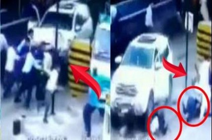 Watch Video: Car hits several people in toll plaza