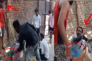 Disturbing Video: Daily-wage workers beaten up with slipper for eating meat near worship-place - labourers claim it is vegetarian food