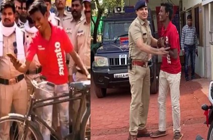 Madhya Pradesh Police gives a bike for man delivering food on bicycle