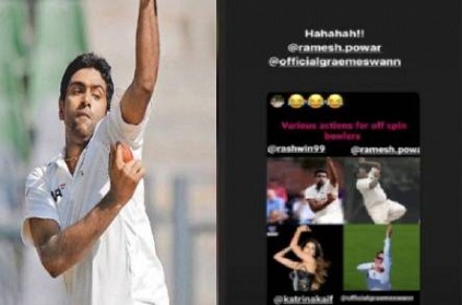 ashwin shares katrina kaif photo as action for off spin bowlers