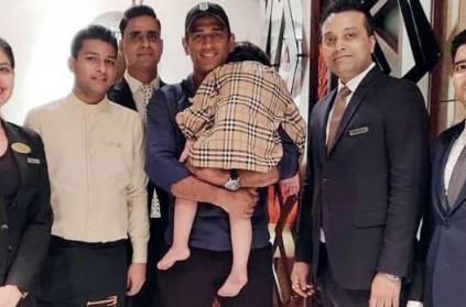 Dhoni meets his sakshi and ziva in delhi coming from army