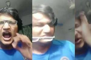 Disappointed fan hitting himself for India's Semifinal loss