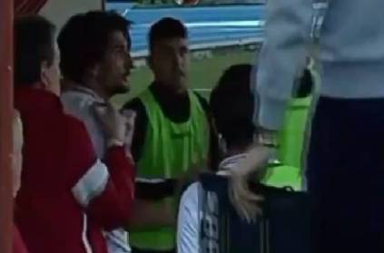 Football Grosseto head coach Lamberto Magrini slaps own player
