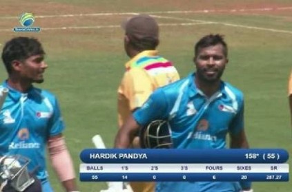 Hardik Pandya smashes 158 off just 55 balls in DY Patil T20 Cup