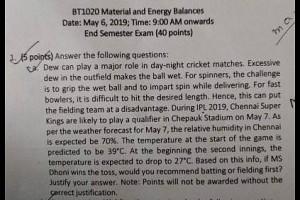 IIT Madras Professor uses CSK's situation for Exam question !!!!